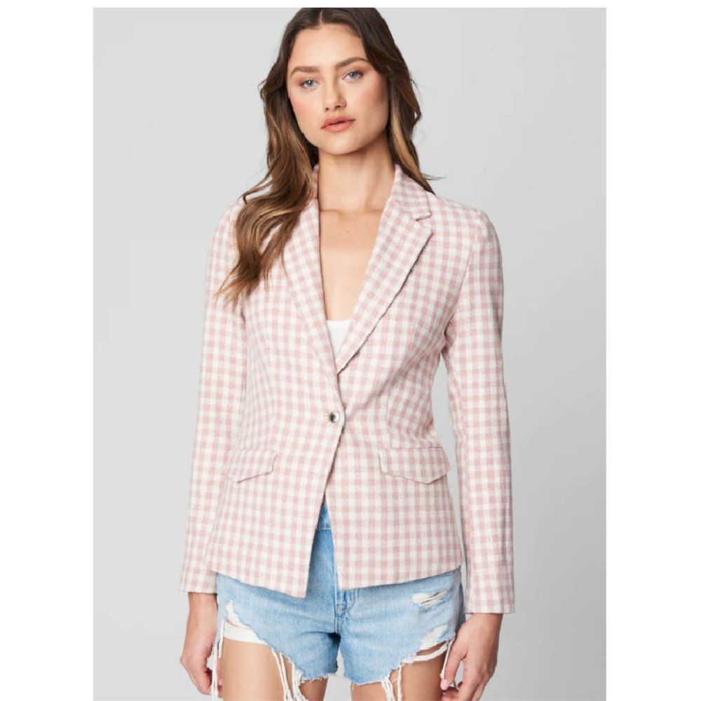 BLANK NYC Quick Thrills Plaid Pink White Blazer Jacket, Small, NWT